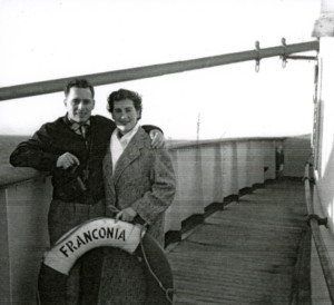 Annemarie Gemperle and Ernie Gemperle on the boat to the US