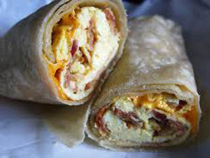 The Two Minute Ham, Cheddar and Egg Breakfast Burrito